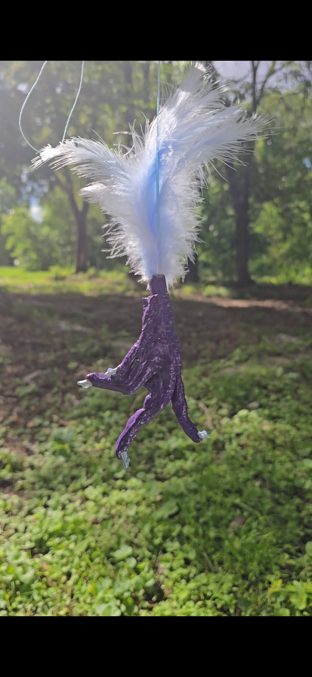 Purple And Ice Blue Chicken Foot Necklace