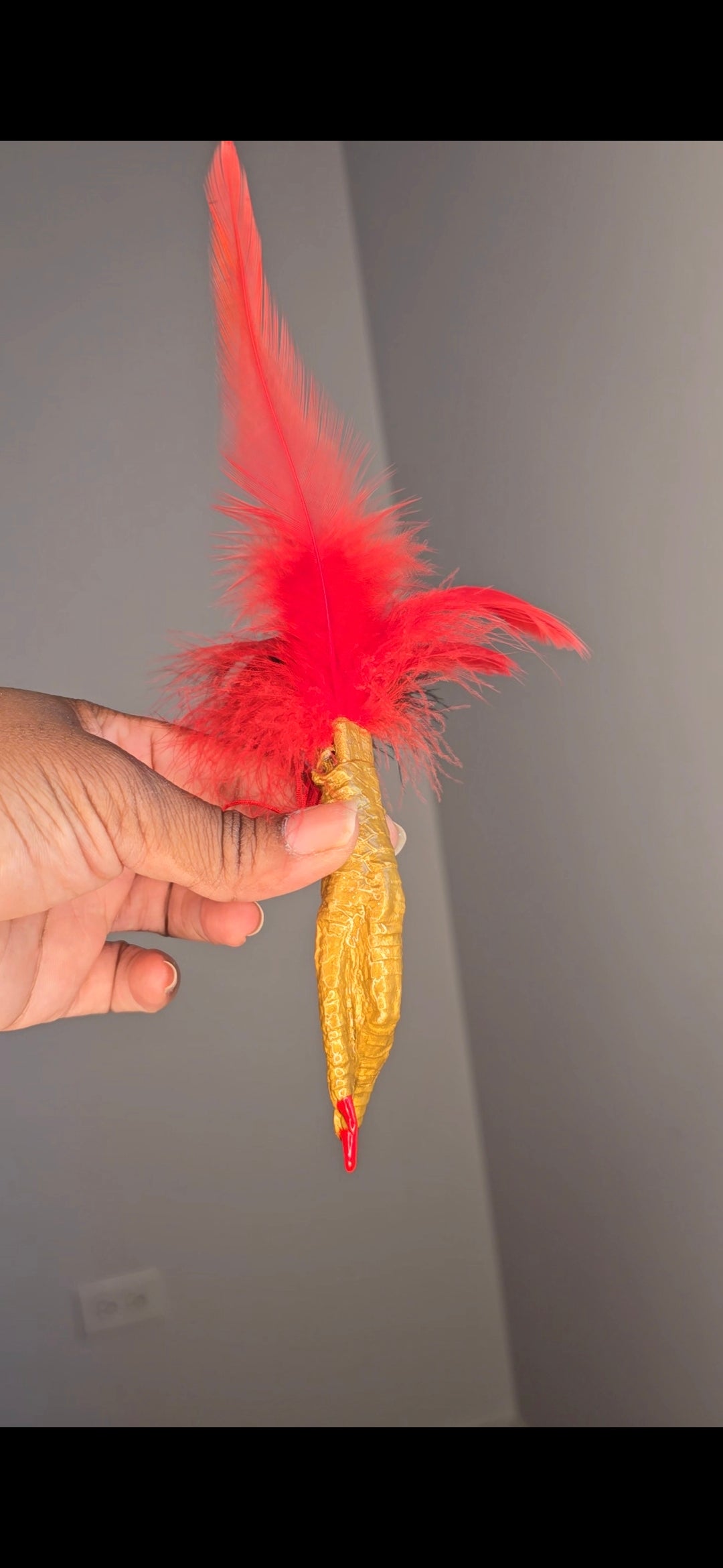 Gold And Red/Black Chicken Foot Necklace
