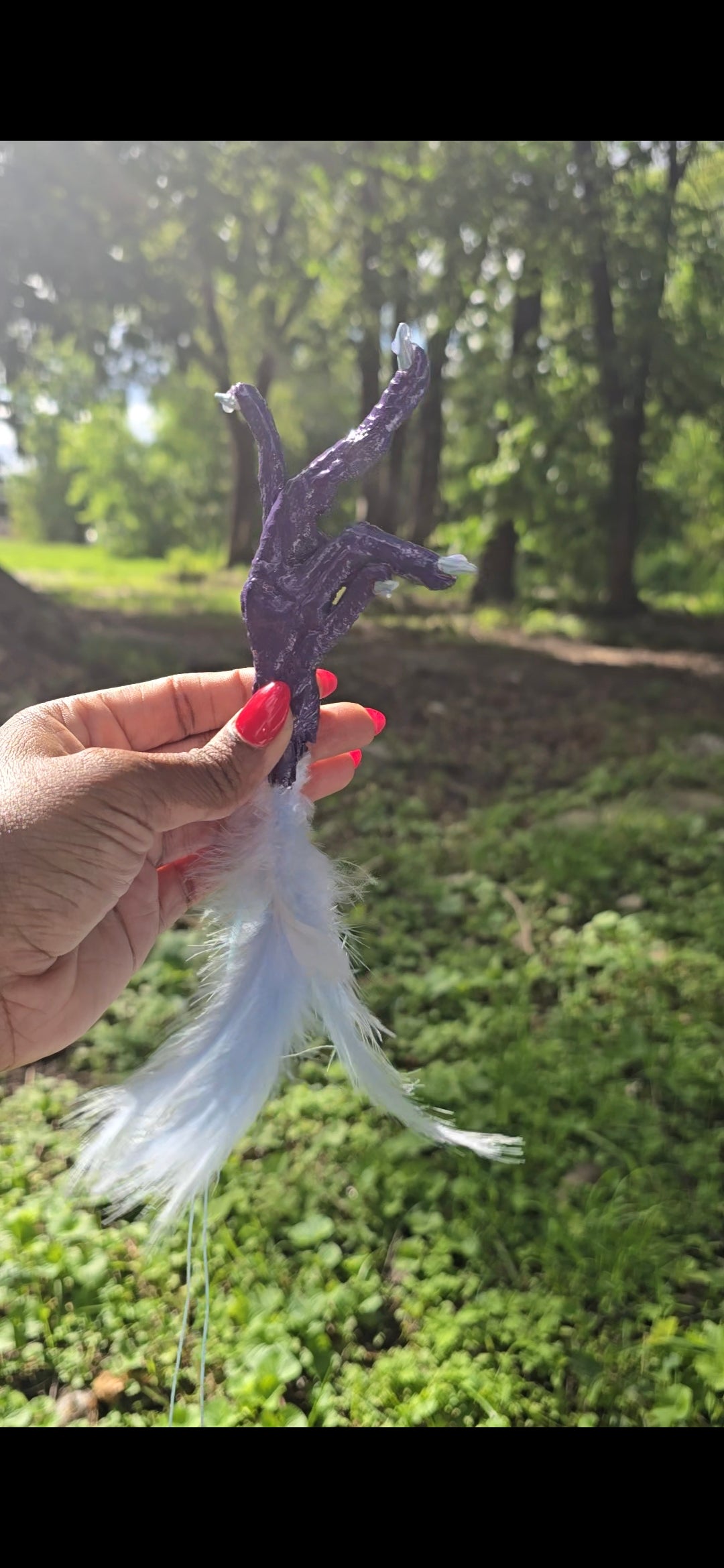 Purple And Ice Blue Chicken Foot Necklace