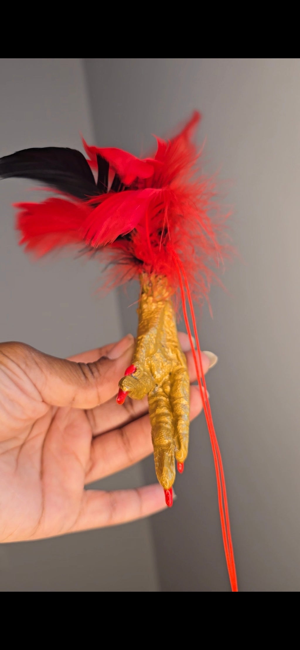 Gold And Red/Black Chicken Foot Necklace
