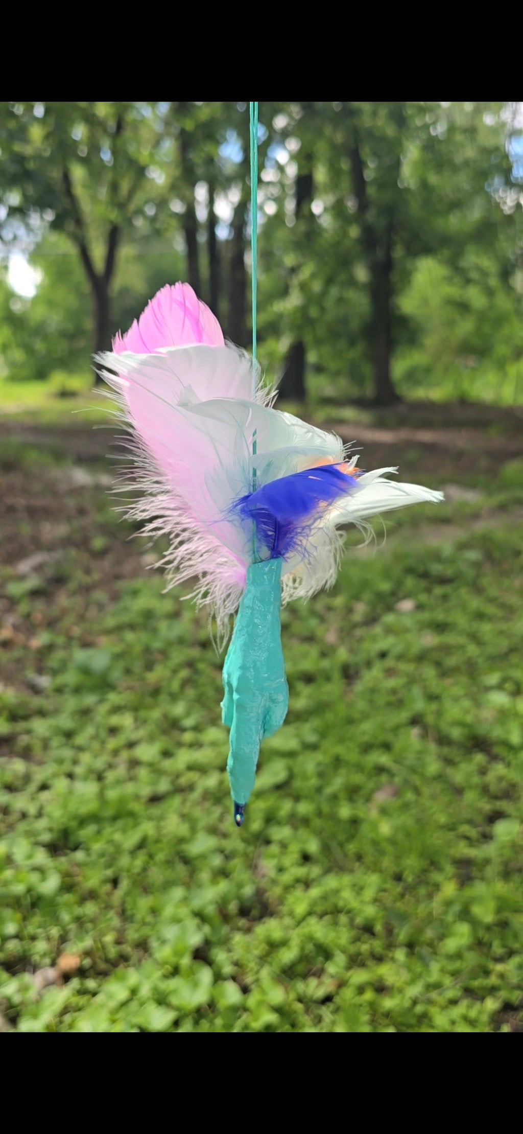 Pastel Blue Multicolored Chicken Foot Necklace