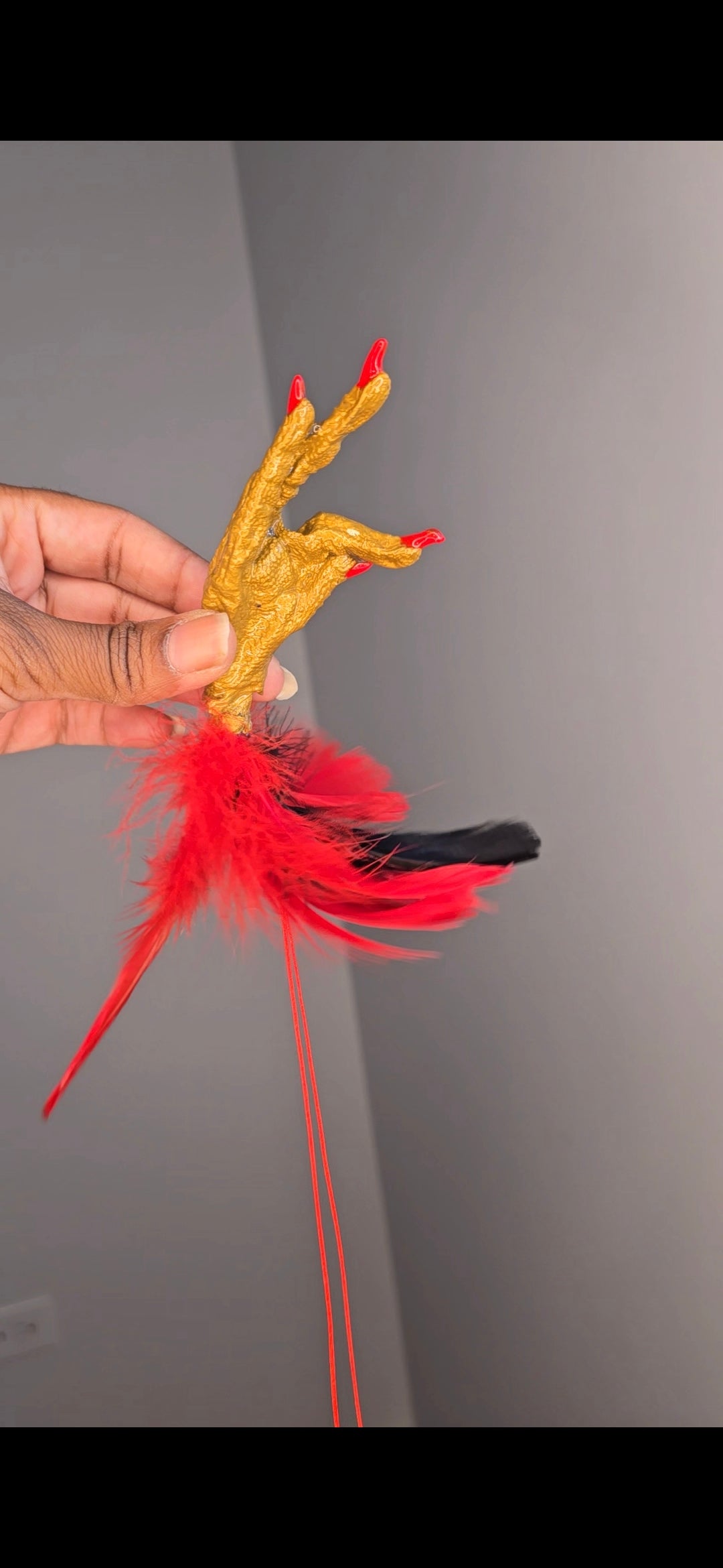 Gold And Red/Black Chicken Foot Necklace