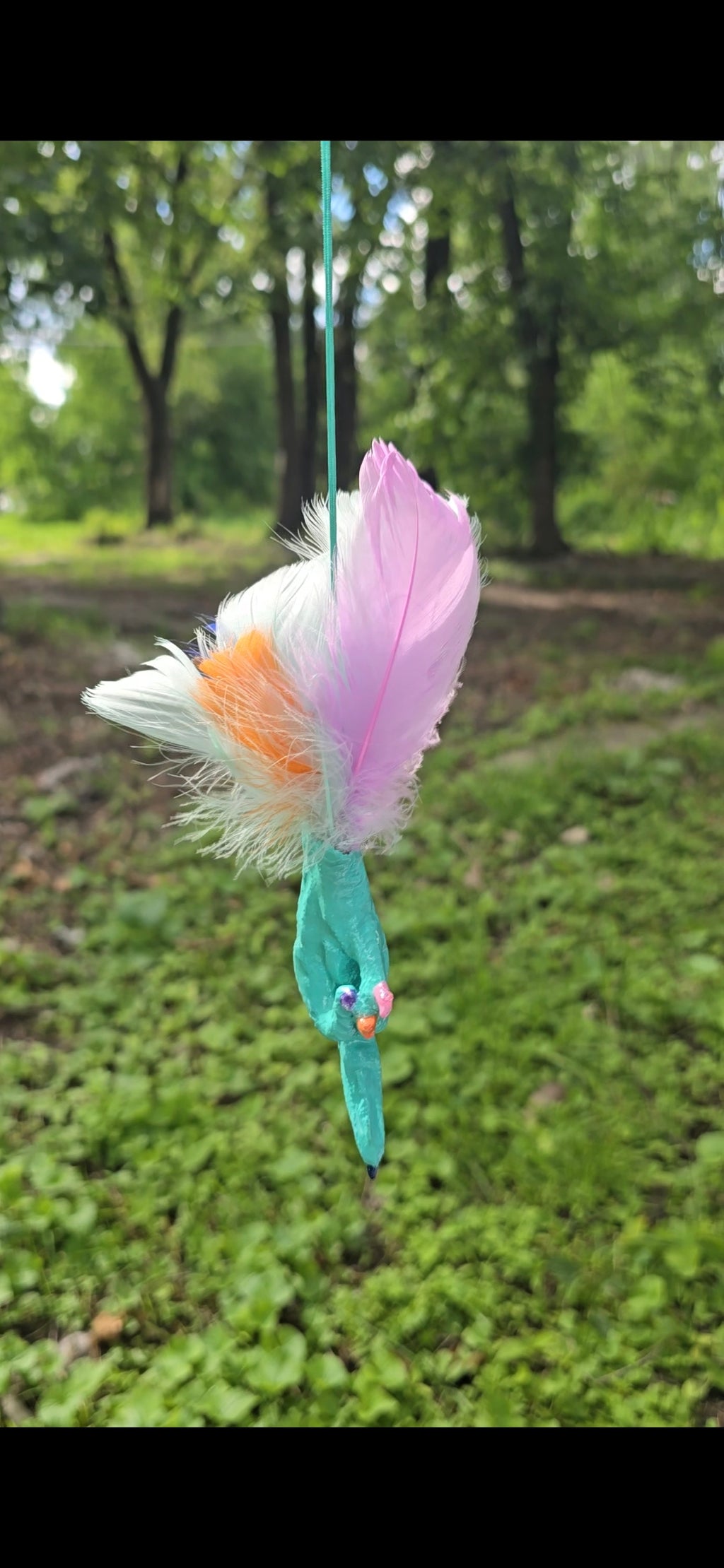 Pastel Blue Multicolored Chicken Foot Necklace