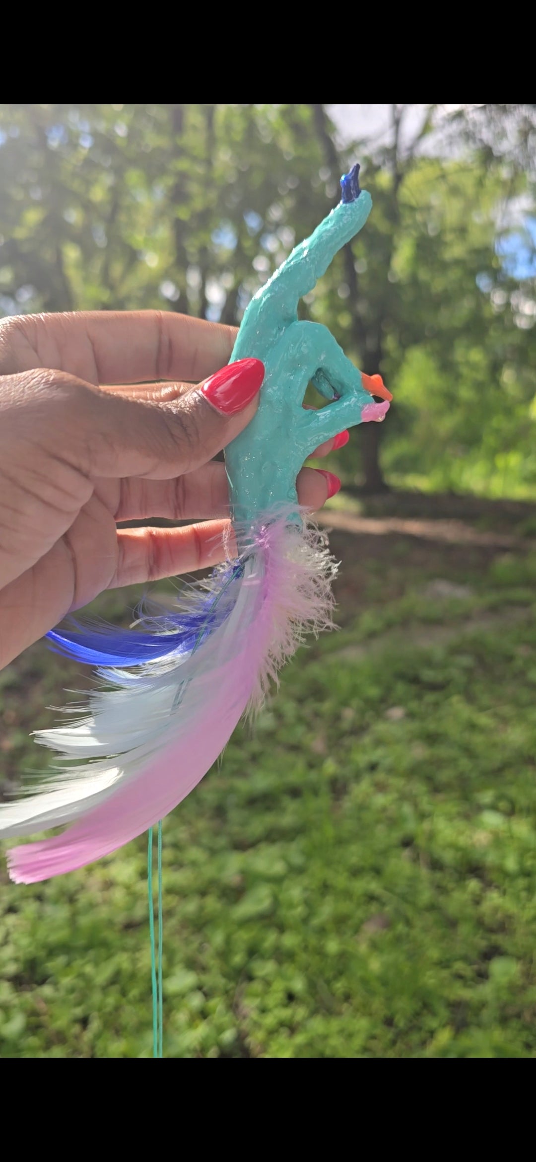 Pastel Blue Multicolored Chicken Foot Necklace