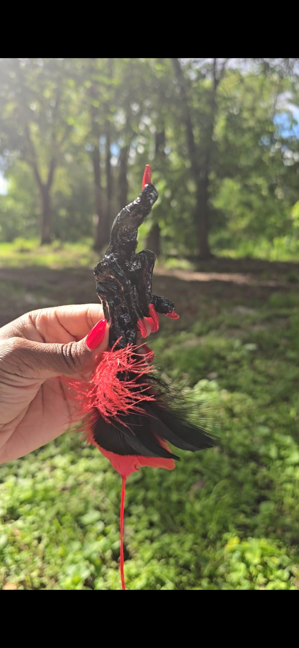 Black And Red Chicken Foot (middle finger)
