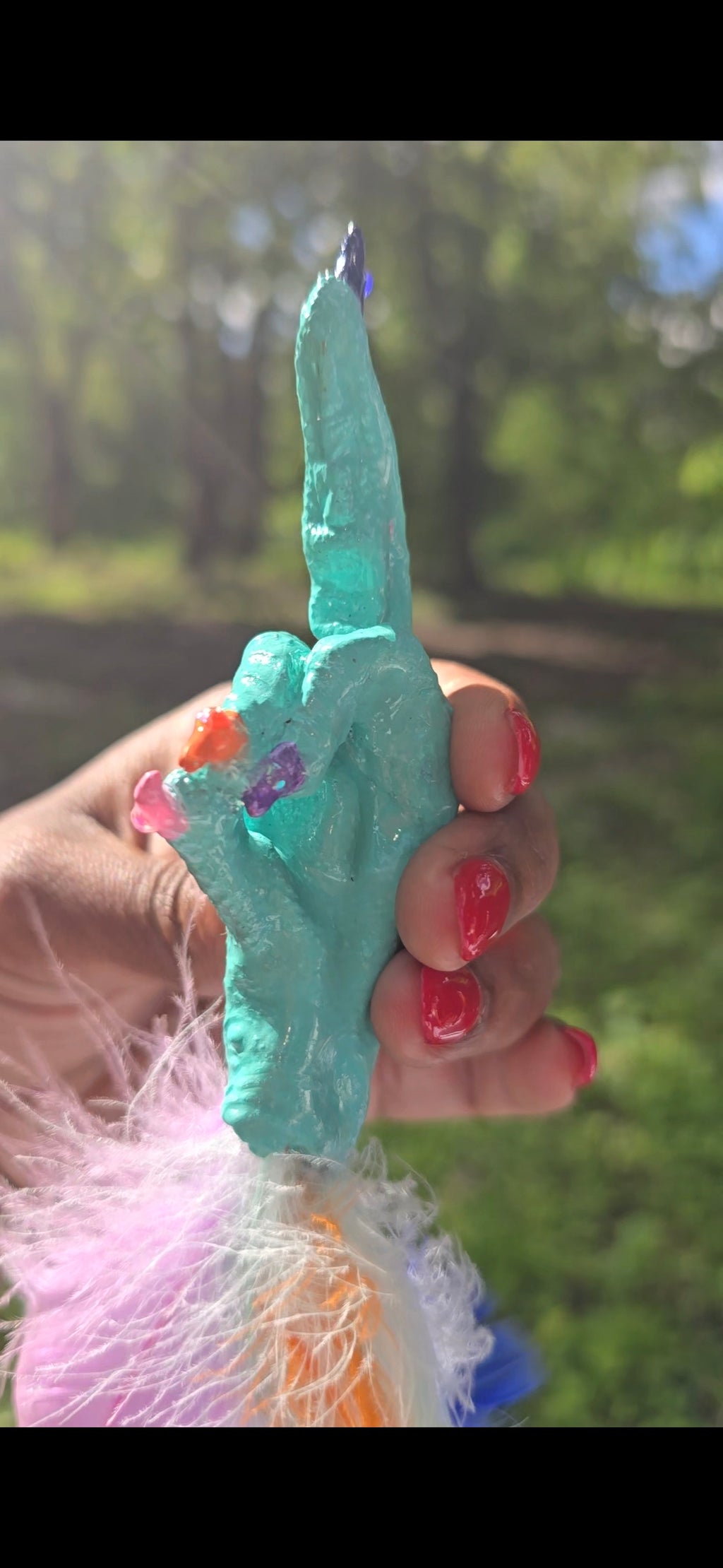 Pastel Blue Multicolored Chicken Foot Necklace