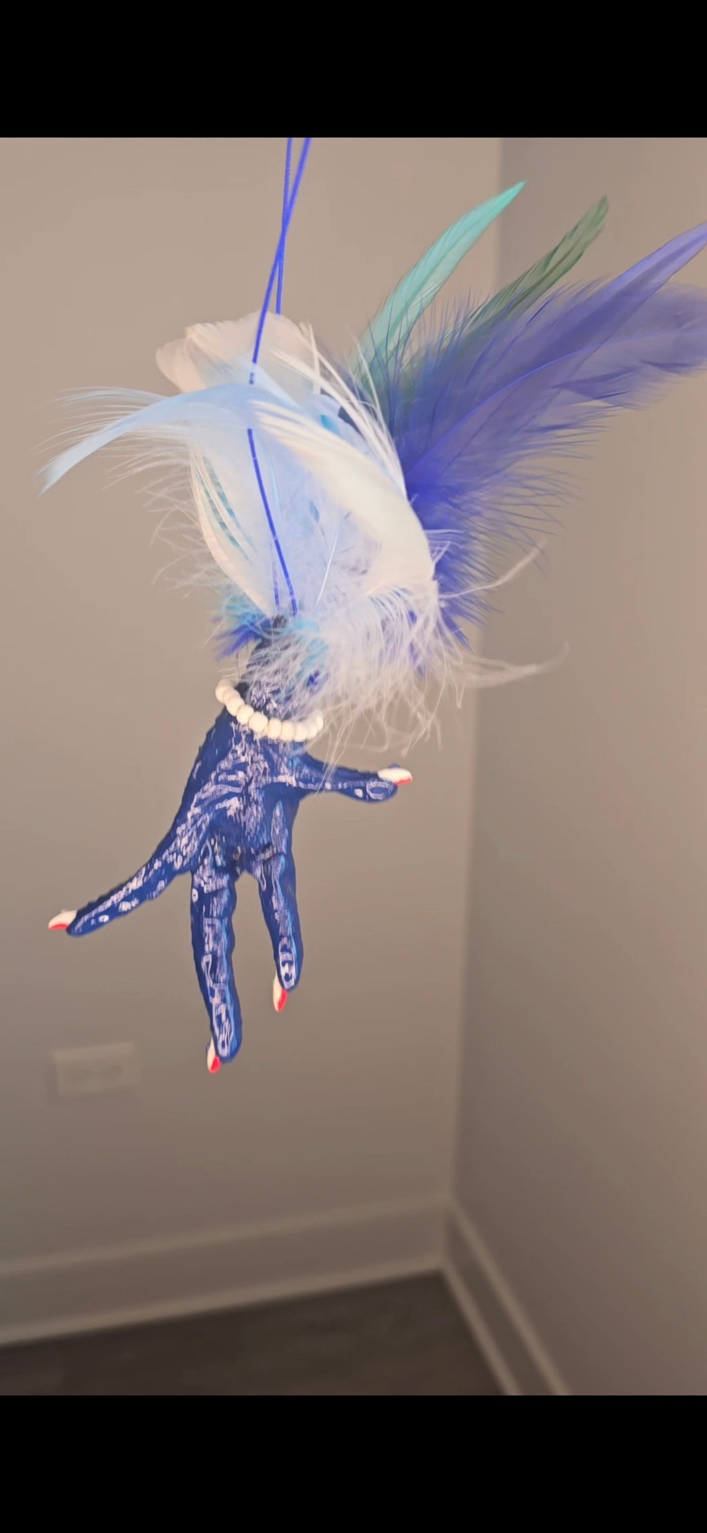 Dark Blue Chicken Foot With Cowrie Shell Necklace